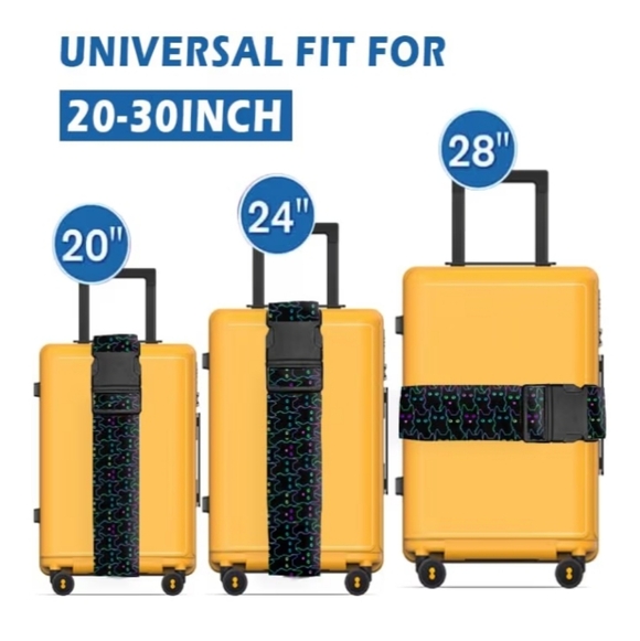 Cute Black Cat Heavy Duty Adjustable Luggage Belt Strap NWT - Picture 2 of 6